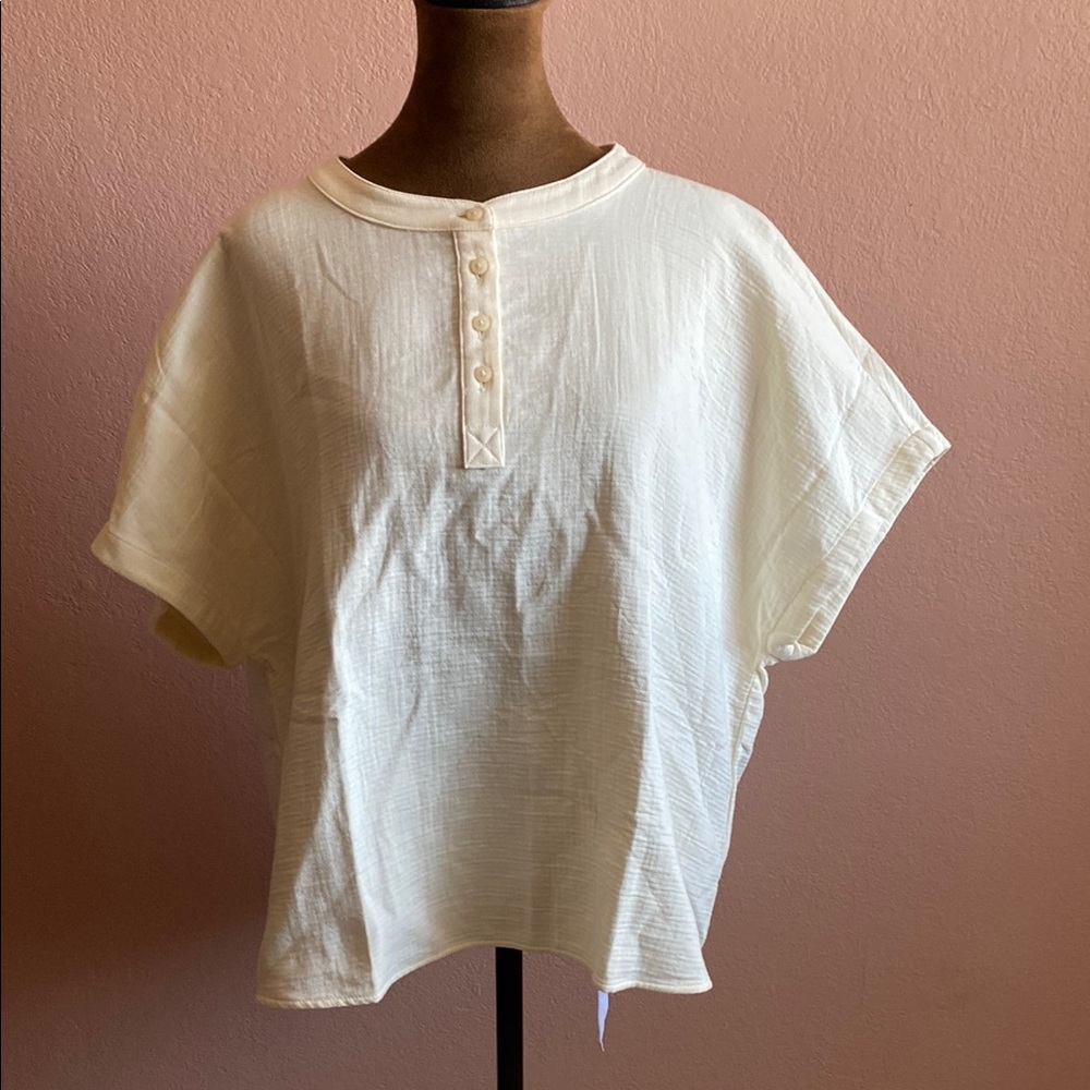 CALVIN KLEIN JEANS Women's Antique White Button-Up Top